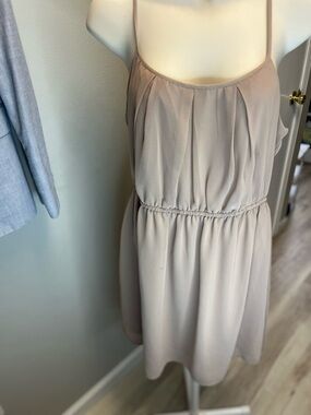 Forever 21 Blush-Taupe Pleated Waist Spaghetti Strap Mini Dress
